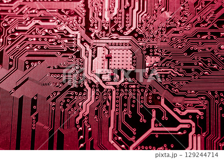 Abstract, Close up at electronic circuits, we see the technology of the mainboard, which is the important background of the computer.logic board,cpu motherboard,Main board,system board,mobo	 129244714