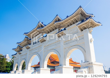 Jiufen Old Street is a narrow, winding alleyway with shops, teahouses, and restaurants that offers tourists a view of traditional Taiwanese life. 129244793