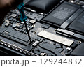 Abstract, Close up at electronic circuits, we see the technology of the mainboard, which is the important background of the computer.logic board,cpu motherboard,Main board,system board,mobo	 129244832