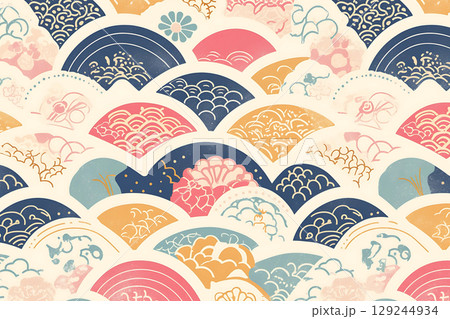 和柄の背景・壁紙(和風・レトロ) 和柄の背景・壁紙(和風・レトロ) 129244934