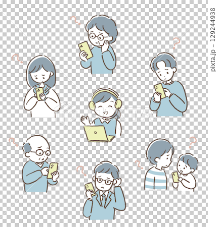 Customer set with people who don't know about smartphones 129244938