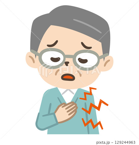 胸に痛みを感じる男性のイラスト 129244963