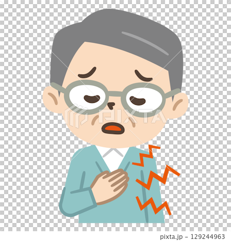 胸に痛みを感じる男性のイラスト 129244963