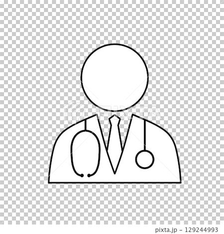 Line art style doctor icon with stethoscope 129244993
