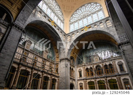 Entrance hall of Antwerpen-Centraal railway station the main railway station in Antwerp, Belgium 129245046