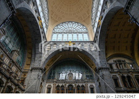 Entrance hall of Antwerpen-Centraal railway station the main railway station in Antwerp, Belgium 129245047