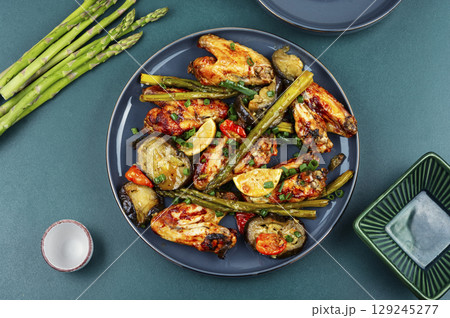 baked chicken wings. baked chicken wings. 129245277