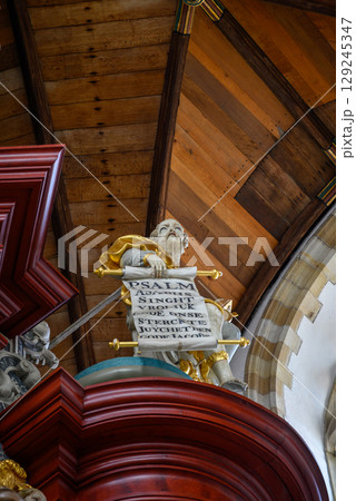 Details on the Muller organ in the Church of Saint Bavo Grote Kerk, Reformed Protestant church in Haarlem, Netherlands 129245347