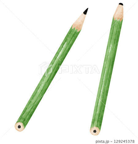 水彩画風の2本の鉛筆のイラスト 129245378