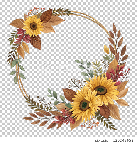 Floral Wreath Frame Clipart Watercolor  129245652