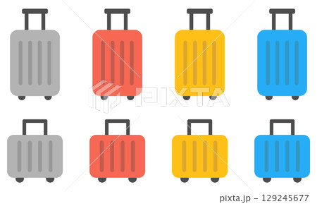 荷物・スーツケースのアイコンイラストセット 129245677