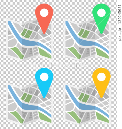 地圖圖示插圖集 129245681