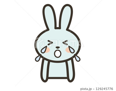 大泣きするかわいいうさぎさんの上半身イラスト 129245776