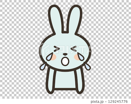 大泣きするかわいいうさぎさんの上半身イラスト 129245776