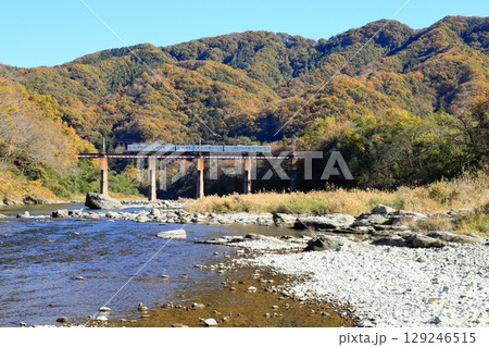 秩父鉄道「11月末の荒川橋梁を走る電車」 129246515
