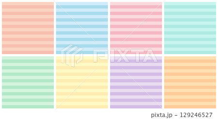 パステルカラーの 横ストライプ シームレスパターンセット 横縞 ボーダー パステルカラーの 横ストライプ シームレスパターンセット 横縞 ボーダー 129246527
