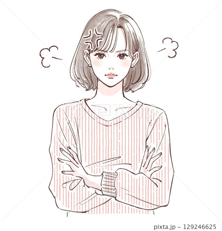 手描きの怒っている女性のイラスト素材 129246625