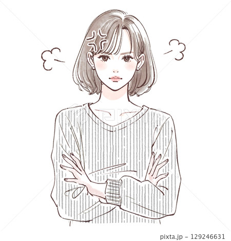 手描きの怒っている女性のイラスト素材 129246631