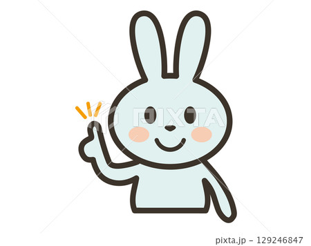ポイントを説明するかわいいうさぎさんの上半身イラスト 129246847
