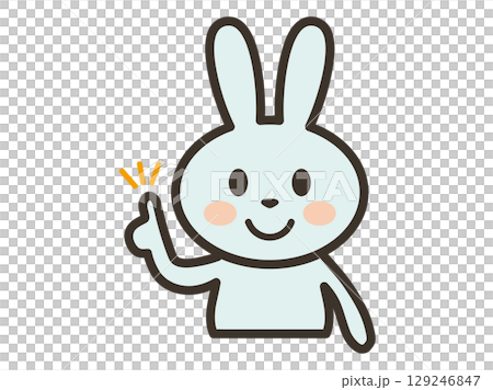 ポイントを説明するかわいいうさぎさんの上半身イラスト 129246847