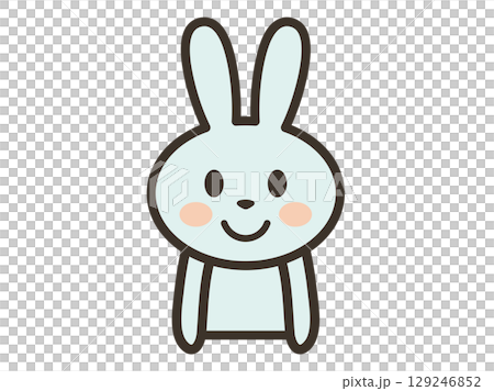 一隻可愛的兔子微笑著面向前方的插圖 一隻可愛的兔子微笑著面向前方的插圖 129246852