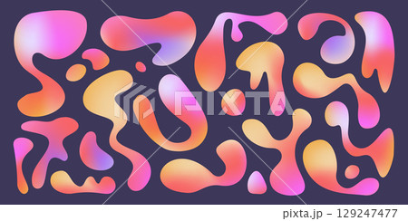 Vibrant funky blobs with liquid gradient Vibrant funky blobs with liquid gradient 129247477