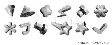 Y2k brutalism pixel shapes with halftone gradient 129247498