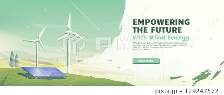 Wind energy landscape banner Wind energy landscape banner 129247572