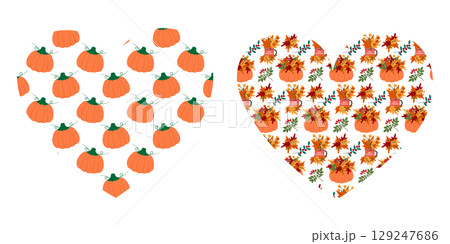 Autumn Pumpkins and Dry lives bouquets and Twigs Compositions Patterns on heart shape Backdrops Set Autumn Pumpkins and Dry lives bouquets and Twigs Compositions Patterns on heart shape Backdrops Set 129247686