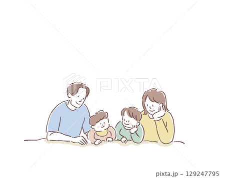 寝そべる家族 129247795