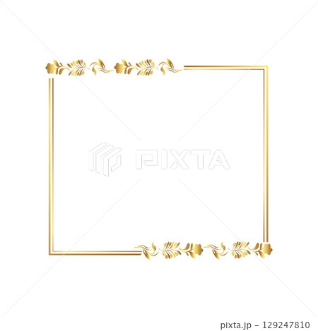 Elegant Golden Frame with Floral Accents Elegant Golden Frame with Floral Accents 129247810