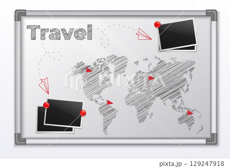 Travel Vision Board Realistic composition 129247918