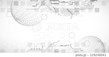 Abstract circuit board background with sphere. Hi-tech digital technology concept. Vector. 129248041