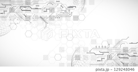 Abstract circuit board background with sphere. Hi-tech digital technology concept. Vector. Abstract circuit board background with sphere. Hi-tech digital technology concept. Vector. 129248046
