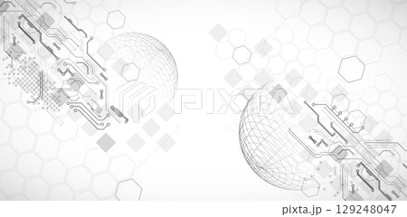 Abstract circuit board background with sphere. Hi-tech digital technology concept. Vector. Abstract circuit board background with sphere. Hi-tech digital technology concept. Vector. 129248047