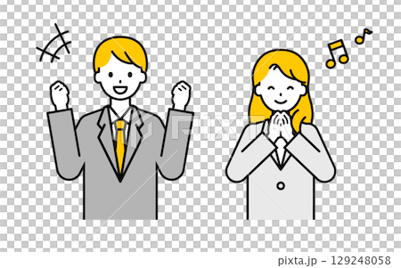 Simple office worker men and women _ happy Simple office worker men and women _ happy 129248058