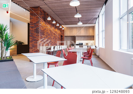 A modern empty canteen in an office building A modern empty canteen in an office building 129248093