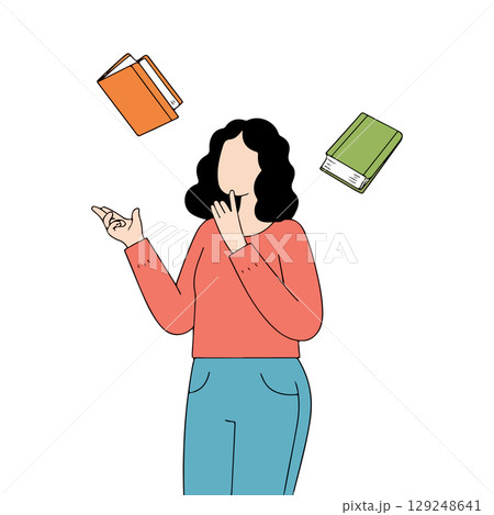 Woman Thinking About Books Woman Thinking About Books 129248641