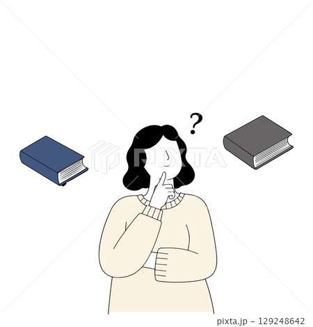 Woman Thinking About Books Woman Thinking About Books 129248642