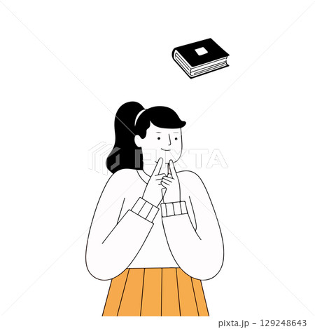 Woman Thinking About Books Woman Thinking About Books 129248643