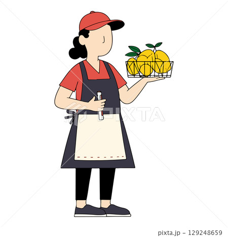 Woman Holding Basket of Lemons Woman Holding Basket of Lemons 129248659