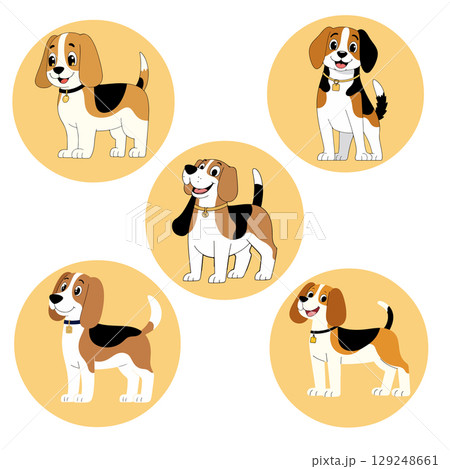 Cartoon Beagle Dogs Collection 129248661