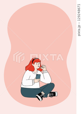 Girl with Phone and Cigarette 129248671