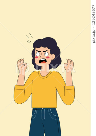 Cartoon Woman Expressing Anger 129248677