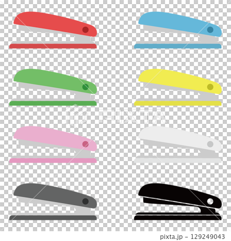 ホッチキス　ステープラー　アイコン　セット 129249043