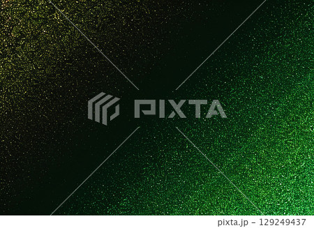 Green and gold glitter texture background with sparkling particles, festive shimmering effect, abstract sparkling dust for celebration, luxury and holiday design elements 129249437