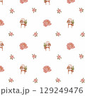 peony seamless pattern watercolor chair illustration pink white 129249476