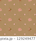 peony seamless pattern watercolor chair illustration pink beige 129249477