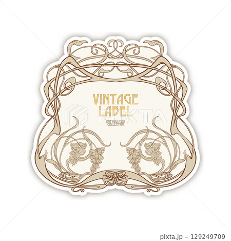 Decorative flowers and leaves in art nouveau style Decorative flowers and leaves in art nouveau style 129249709