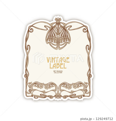 Decorative flowers and leaves in art nouveau style 129249712